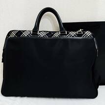 美品 レア BURBERRY BLACK LABEL バーバリーブラックレーベル 2WAYソフトブリーフケース ビジネスバッグ ノバチェック 黒 #2696_画像6