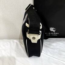 激レア BURBERRY BLACK LABEL バーバリーブラックレーベル キャンバス＆本革 マリンミニショルダーバッグ 紺白 #2698_画像6