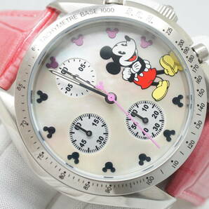 C65●作動良好 箱付 未使用デッドストック Disney ディズニー MICKEY ミッキー 500本限定 クロノグラフ メンズ腕時計 シルバー クォーツの画像2