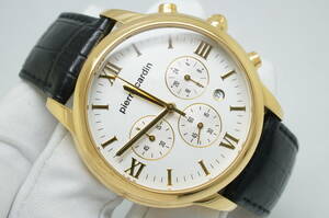 C125* работа хороший прекрасный товар pierre cardin Pierre * Cardin хронограф 56001 Date мужские наручные часы Gold золотой модный кварц 