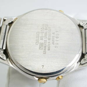 C132●作動良好 CASIO カシオ JANUS デュアルタイム アラーム AQ-610 紺文字盤 メンズ腕時計 コンビ お洒落 クォーツの画像9