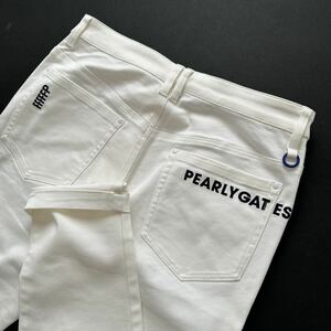 4/M 新品/パーリーゲイツ PEARLY GATES/メンズ/通年/ストレッチロングパンツ/刺繍ロゴ/カッコイイ/スラックス/ゴルフパンツ/白/訳あり