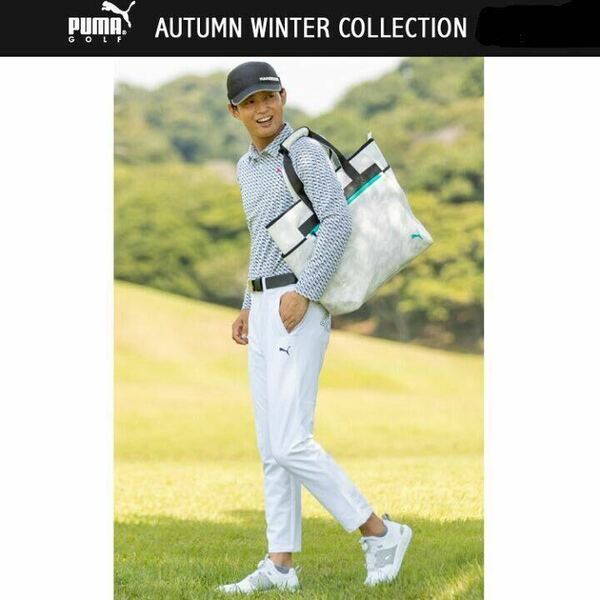 【XL】新品　即日発送　PUMA GOLF プーマ ゴルフウェア 長袖シャツ ゴルフ 1000 CAT ジャガード ポロシャツ メンズ PUMA 白系