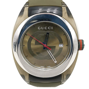 送料無料 グッチ GUCCI 腕時計 クォーツ 3針 YA137106 シンク シェリーライン 銀系 カーキ系 メンズ