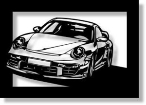 ポルシェ(Porsche) 911GT2の切り絵　【A4サイズ】[C4-010]