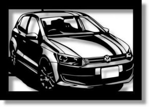 フォルクスワーゲン(Volkswagen) ポロ Poloの切り絵　(1)【A4サイズ】[C4-110]