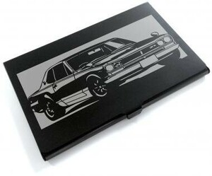 ブラックアルマイト「日産(NISSAN) スカイライン GTR ハコスカ 」切り絵デザインのカードケース[CC-037]