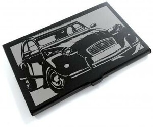 ブラックアルマイト「シトロエン(Citroen) 2CV 」切り絵デザインのカードケース[CC-003]
