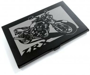 ブラックアルマイト「カワサキ(KAWASAKI) ZRX400 」切り絵デザインのカードケース[BC-018]