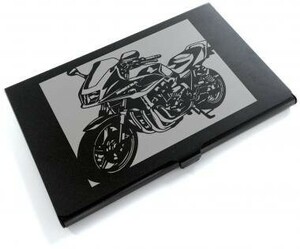ブラックアルマイト「ホンダ(HONDA) CB1300 」切り絵デザインのカードケース[BC-014]