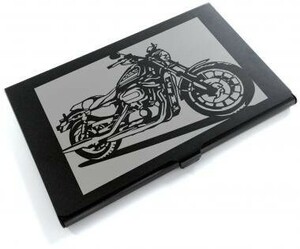 ブラックアルマイト「ハーレー・ダビッドソン(Harley‐Davidson) スポーツスターXL883R 」切り絵デザインのカードケース[BC-006]