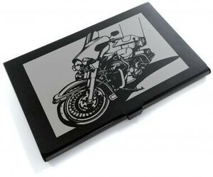 ブラックアルマイト「ハーレー・ダビッドソン(Harley‐Davidson) エレクトラグライド 」切り絵デザインのカードケース[BC-005]