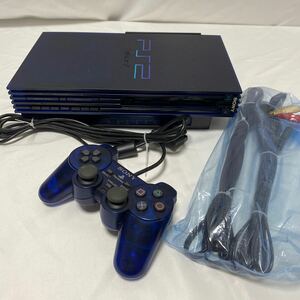 SONY PlayStation2 PS2 本体一式 プレイステーション2 プレステ2 オーシャンブルー SCPH-37000 ジャンク 純正アナログコントローラー 