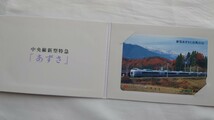 □JR東日本□新型特急あずさ□記念オレンジカード1穴使用済台紙付_画像1