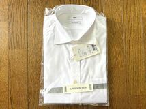 [未使用] ユニクロ ファインクロス スーパーノンアイロンシャツ 長袖 Lサイズ ホワイト メンズ UNIQLO 331-408136 白 綿 ワイシャツ _画像1