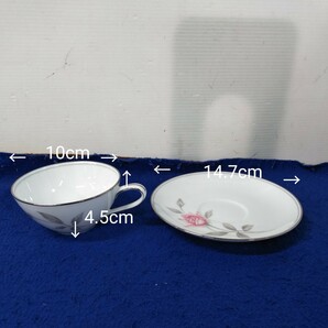 g_t T439 昭和レトロ ノリタケ Noritake カップ ＆ ソーサー 4客 6044 ROSEMARIE ローズマリー + 予備ソーサー 1枚 洋食器の画像7