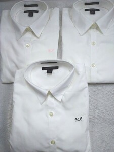 g_t T366 レディース　ファッション　長袖カツターシャツ　白ブラウス　5号 3枚セット　未使用品　イニシャルの刺繍入り!