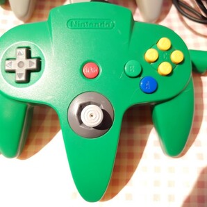 【☆簡易動作チェック済み/動作品】 NINTENDO 64 コントローラー コントローラーブロス  グリーン グレー 4台セット の画像3