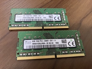 【中古】PC4-2666V 8GB×2枚 16GB