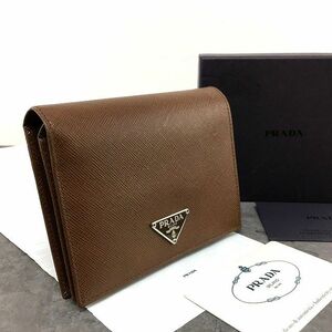 ☆送料無料☆ 未使用品 PRADA 二つ折り財布 M668A CACAO 箱付き 54