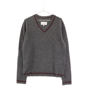 Maison Margiela メゾンマルジェラ 20AW Wool School Boy Sweater Vネックニットセーター グレー S50GP0224