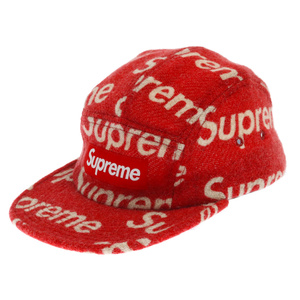 SUPREME シュプリーム 18AW×Harris Tweed Camp Cap ハリスツイード ボックスロゴ キャンプキャップ レッド