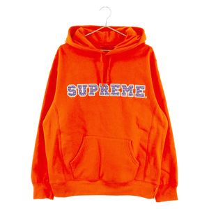 SUPREME シュプリーム 19AW The Most Hooded Sweatshirt ザモストフーディー ロゴ刺繍スウェット プルオーバーフーディ パーカー オレンジ