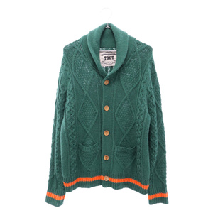 T.M.T ティーエムティー HANDMADE SHAWL COLLAR CARDIGAN ハンドメイド ショールカラー ケーブルニットカーディガン グリーン TKN-F13-02