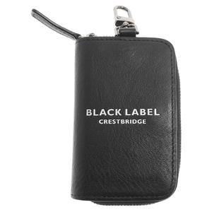 BLACK LABEL CRESTBRIDGE ブラックレーベルクレストブリッジ ロゴプリントソフトレザーラウンドキーケース コインケース ブラック