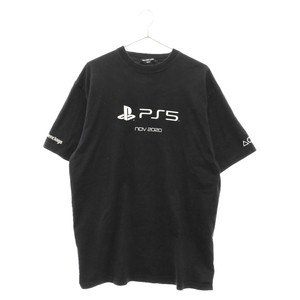 BALENCIAGA バレンシアガ 21AW×PlayStation PS5 プレイステーション ボクシーロゴプリント半袖Tシャツ 651795 TKVF3 ブラック