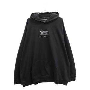 BALENCIAGA バレンシアガ 21AW OVERSIZED COUTURE LOGO POPOVER HOODY クチュールボクシーフーディー パーカー ブラック 651799 TJV91