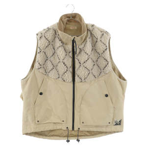 KAPITAL キャピタル 60/40 Cross x Road Sashiko Fleece Hutte Vest クロス×道着刺し子フリース ヒュッテベスト ベージュ K2110SJ082