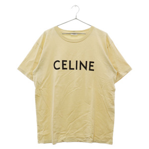 CELINE セリーヌ 22AW ルーズフィット ロゴプリント クルーネック 半袖Tシャツ カットソー イエロー 2X681671Q