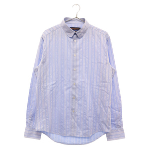 LOUIS VUITTON Louis Vuitton 19AW chain print stripe long sleeve shirt blue RM192M HHS41W