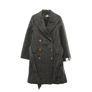 GUCCI グッチ DOUBLE BREASTED HERRINGBONE COAT ウール ダブルブレスト Pコート レディース 637043 ZAFIX グレー