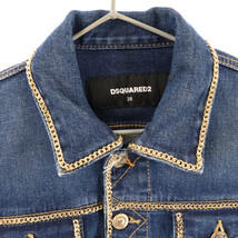 DSQUARED2 ディースクエアード チェーンディテール クロップ デニムジャケット S75AM0866-S30595 インディゴ レディース_画像3