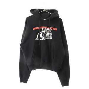 オフホワイト DEMATERIALIZATION PRINT HOODIE ロゴプリント フーディ スウェット プルオーバーパーカー ブラック OMBB037R21FLE004