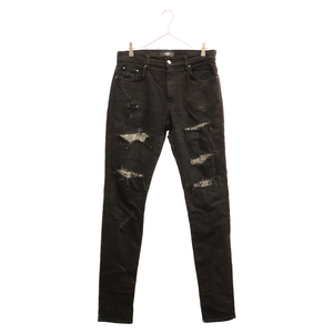 AMIRI アミリ Black Sequin Zebra Jeans ダメージ加工 ゼブラ ジーンズ ラメ ブラック