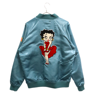 SUPREME シュプリーム 16SS Betty Boop Satin Club Jacket ベティワッペン付きサテンブルゾン ブルー