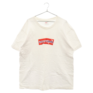 シュプリーム 17SS×コムデギャルソンシャツ ペーパーボックスロゴTシャツ 半袖カットソー 半袖Tシャツ ホワイト