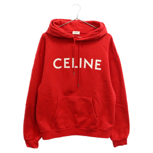 セリーヌ 21SS Loose Hoodie in Cotton Fleece 2Y321052H コットンフリースルーズフーディー ロゴプリントプルオーバーパーカー レッド