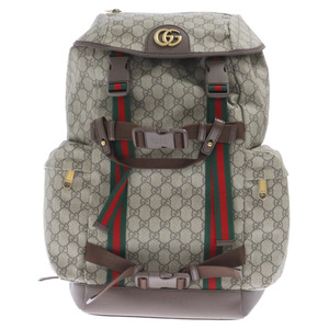 GUCCI グッチ スケートボードバックパック GGスプリーム シェリーライン ウェビング リュック ブラウン