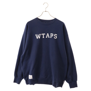 WTAPS ダブルタップス 22SS ACADEMY SWEATER アカデミー スウェットトレーナー ロゴ プリント ネイビー 221ATDT-CSM18