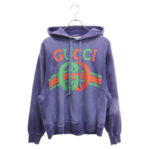 GUCCI グッチ 19SS INTERLOCKING G SWEATSHIRTインターロッキングG コットン パーカー 569828-XJA46 パープルの画像1