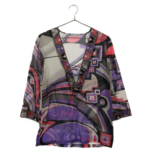 Emilio Pucci Emilio Pucci Tunic Silk Pulu Overshirt Ladies Purple 86WJ02