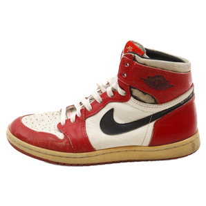 NIKE ナイキ 観賞用 1985年製 AIR JORDAN 1 CHICAGO エアジョーダン1 シカゴ ハイカットスニーカー ホワイト/レッド US9/27.0cm 850510THの画像1