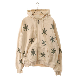 UNKNOWN アンノウン DAGGR RHINESTONE ZIP HOODIE ダガー ラインストーン ジップパーカー アイボリー