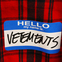 VETEMENTS ヴェトモン 22SS マイネーム イズ ヴェトモン フランネルシャツ チェック長袖シャツ レッド UA52SH800R_画像3