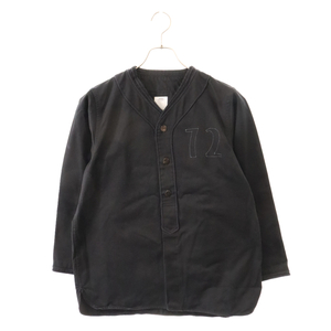 VISVIM ヴィスヴィム 17AW DUGOUT SHIRT ダグアウト ノーカラー ベースボール長袖シャツ ブラック 0117205011028