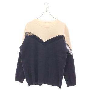 STELLA McCARTNEY Stella McCartney race switch knitted sweater long sleeve beige / navy lady's 501795